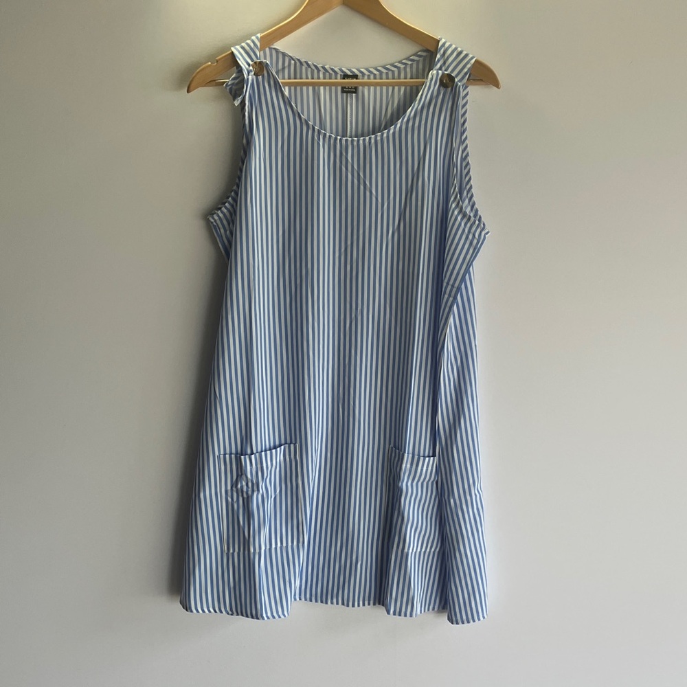 Blue Striped Sleeveless Dress